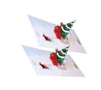 TINEASUR Cartes de Vœux de Noël 3d Sapin et Renne, Lot de 2 en Papier, Décorations Créatives et Drôles pour Garçon et Filles et Adultes, Nombreuses Occasions