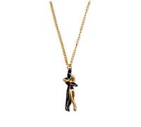 TINEASUR Collier Couple Élégant Noir Doré Pendentif Simple et Romantique Cadeau Saint-valentin pour Amoureux Bijou de Cou