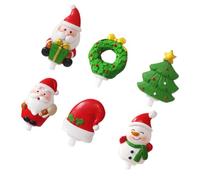 TINEASUR Décorations de Gâteau du Père Noël 6pcs en Résine pour Cupcakes et Gâteaux Faits Maison, Accessoires Uniques pour Noël Bonhomme de Neige, Sapin et Chapeau Festif