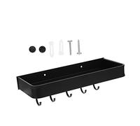 TINEASUR Étagère De Salle De Bain Drain Toilettes pour Décor Bol Couler Bidet Distributeur Bouchon Salle De Bains Organisateurs Mur Accessoire Étagère Flottante Black Aluminium