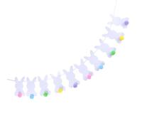 TINEASUR Guirlande Décorative en Non-tissé de Pâques 2,5 Mètres de Lapin Blanc pour Décoration de Fête et Activités de Célébration