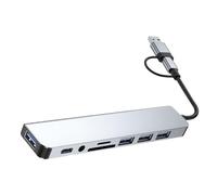 TINEASUR Hub USB Typec pour Ordinateur Portable Répartiteur USB 8-en-1 Lecteur Cartes/Sortie Audio 3,5 Mm Adaptation Rapide Usage Bureautique Compatible Pc Portable Couleur Noire