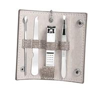 TINEASUR Kit Manucure Lime Intégrée Rose 4 Pièces Pince à Épiler avec Coupe-ongles en Acier Inoxydable et Étui de Rangement Léger pour Ongles des Mains Pieds