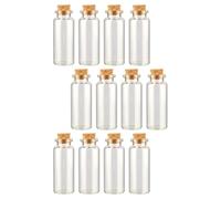 TINEASUR Lot de 12 Mini Bocaux en Verre 15ml Bouchon en Bois, Bouteilles à Sortilèges pour Décoration DIY, Faciles à Transporter et Sécurisées
