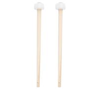 TINEASUR Lot de 2 Maillets de Percussion pour Gong Petits, Manche en Bois Naturel, Tête en Caoutchouc, Accessoires pour Instrument de Musique, Usage en Concerts et Fêtes, Maillets à Manche