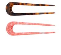 TINEASUR Lot de 2 Pinces à Cheveux de U en Acétate, Design Vintage Élégant, Méthode Facile à Utiliser Antidérapante, Accessoires Cheveux pour Coiffure Délicate