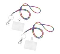TINEASUR Lot de 2 Porte-badges à Strass Colorés avec Cordon Rond, Pochette Transparente pour Carte D'identité et Badge Nominatif, Accessoire Élégant pour Événements Professionnels