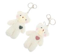 TINEASUR Lot De 2 Porte-clés Petit Ours Peluche Décoratifs Rose Et Vert, Pendentifs Doux En Peluche Pour Paquet à Dos, Paquet à Main, Accessoires Présent Pour Couple Et Amis