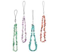 TINEASUR Lot de 4 Porte-Clés en Pierres Cristal Naturelles pour Téléphone, Légers et Résistants, pour Usage Quotidien et Famille