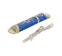 TINEASUR Mezuzah Métal Rétro pour Porte Maison Décoration Juive avec Parchemin Sacré Alliage de Zinc Or et Bleu