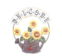 TINEASUR Pendentif De Bienvenue Mural Plaque Accueillir Signe De Bienvenue Suspendu Pendentif Tournesol Couronne Signe De Porte De Bienvenue Panneaux Jardin Devant Cintres Décor Pot Yellow