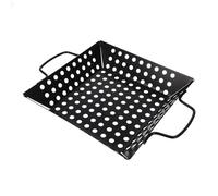 TINEASUR Plancha Barbecue en Acier Carbone Noir, Panier de Cuisson Résistant la Chaleur Trous D'évacuation, pour Viandes et Légumes en Barbecue Extérieur