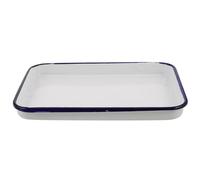 TINEASUR Plaque de Cuisson Rectangulaire en Émail Blanc Vintage, Antiadhésive et Facile à Nettoyer, pour Rôtir et Cuire des Gâteaux Four