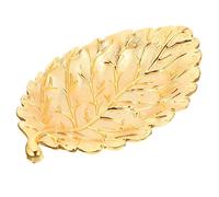TINEASUR Plateau Décoratif De Feuille Dorée Moyen, Assiette à Collation Et Dessert En Alliage Métallique, Plateau De Bonbons Et Rangement Pour Fruits Secs, Usage Maison Et Organisation De Table