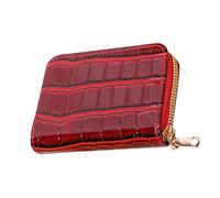 TINEASUR Porte Cartes Crédit Femme PU Portefeuille Compact et Multiple Compartiments pour Cartes Style Accordéon Rouge Organiseur Pratique pour Petits Objets