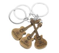 TINEASUR Porte-clés Guitare Miniature 3pcs en Alliage de Zinc Beige, Léger et Élégant, Accessoire Musical Stylé pour Paquet ou Clés, Présent pour Amateurs de Musique