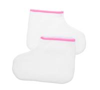 TINEASUR Protections Pieds à La Paraffine Lot De 2 En Coton Épais Blanc Avec Bord Rose, Couchage Thermique Réutilisable Pour Soin Pédicure Et Spa, Usage Professionnel Et Domicile