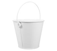 TINEASUR Récupérateur de Graisse en Fer-Blanc Blanc avec Poignée, Résistant Haute Température, Seau Multifonction pour Barbecue et Friture, pour Usage Extérieur