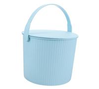 TINEASUR Seau de Rangement Multifonctionnel Petit Tabouret 12l en Plastique Épais Bleu Nordique avec Couvercle pour Salle de Bain et Buanderie Rangement Vêtements et Objets