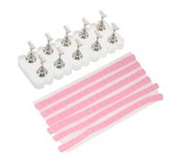 TINEASUR Support d’Entraînement pour Ongles en Acrylique Mat Rectangulaire avec Bordure Fleurie 10 Socles Argentés et 96 Pièces d’Argile Rose - Présentoir Polyvalent pour Entraînement
