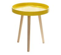 TINEASUR Table D'appoint Ronde Jaune Petite Taille en MDF Léger Table Basse Intérieure Multifonction pour Balcon Salon et Chambre Meuble Décoratif Pratique et Compact Polyvalente