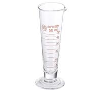 TINEASUR Verre Doseur Gradué 50 Ml en Verre Transparent Résistant la Chaleur, Bécher Conique Base Stable, Tasse à Mesurer pour Liquides, Laboratoire Cuisine, Mesure Précise et Solide