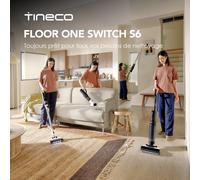 Tineco Floor One Switch S6 Aspirateur laveur 5-en-1 sans fil aspirateur sec-humide, auto-nettoyage, FlashDry 5 min à 70 °C, nettoyage double bord, anti-emmêlement, appareil multifonction pour toute la