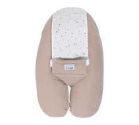 Tinéo - Coussin De Grossesse - Coussin d'allaitement Multifonctions Multirelax Éponge - Déhoussable - Fabriqué en France - 78 cm x 44 cm (Noisette/Pois)