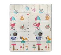 Maxi tapis d'éveil réversible - TINEO - 150 x 180 cm - Facade animaux / Circuit de voitures