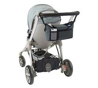 TINÉO - Organiseur De Poussette Bébé - Fixations Universelles - 1 Poche Filet - 3 Compartiments Centraux - 2 Poches Avant - 14x32x9cm