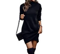 tinetill Robes décontractées pour Femmes Mini Robe à col roulé Robe irrégulière Robe Pull Chaud Robe Pull Robe Tunique à Manches Longues Robe de soirée élégante d'hiver