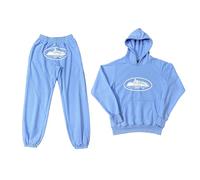 tinetill Survêtement Hommes Lettres Imprimées Costume de Sport Y2K Hip Hop Jogging Costume à Capuche et Pantalon de Jogging Hauts Amples et Pantalons de Sport 2 Pièces Set de Loisirs
