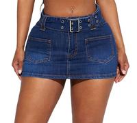 tinetill Y2K Jupe en Jean pour Femme Jupe Plissée Mini Jupe Taille Haute Jean A-Line Jupe en Jean Jupe D'été Vintage Jupes Courtes en Jean Casual Club Cargo Gothique Punk
