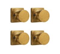 Tinewa Lot de 4 boutons de porte intérieure en laiton vieilli non tournant, poignée de porte intérieure simple latérale, demi bouton de porte factice inactif pour placard et garde-manger, rose carrée