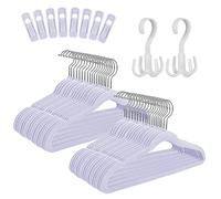 Tinfol 60pc Cintres en Velours pour Enfants, 35cm Pourpre antidérapant, cintres en Feutre pour bébés avec 8 Pinces à Cintre en Velours et 2 Crochets rotatifs pour Robes, Pantalons, Jupes, vêtements.