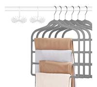Tinfol Lot de 6 Cintres en Velours pour Pantalons et Jeans, Cintres Multi-Couches Gris, Organiseur de Placard