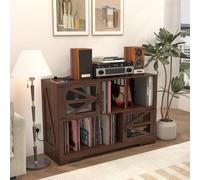 TinFrey Meuble Platine Vinyle avec Rangement, Meuble de Rangement Bois Vinyle et Tourne Disque, Grande Table Tourne-Disque, Jusqu’à 500 Vinyles Meuble Rétro pour Salon, Chambre ou Bureau