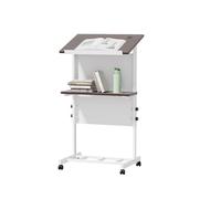 TinFrey Pupitre de Conférence Mobile Pliable Hauteur Réglable 103-124 cm Lutrin Podium de Présentation en Métal avec 4 Roues et Plateau Inclinable pour Bureau, Église, Salle de Classe, Conférence