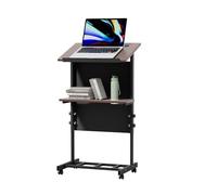 TinFrey Pupitre de Conférence Mobile Pliable Hauteur Réglable 103-124 cm Lutrin Podium de Présentation en Métal avec 4 Roues et Plateau Inclinable pour Bureau, Église, Salle de Classe, Conférence