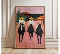 TINGGATG Affiche De Cow-Boys Du Sud-Ouest Peinture Abstraite Colorée De Cheval Occidental Affiche De Cow-Boy De Campagne Moderne Art Mural Imprimable Éclectique 50X70Cm