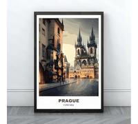 TINGGATG Affiche De Voyage De Prague Cadeau De Voyage De Prague En République Tchèque Affiche De Ville Imprimable Art Mural Numérique Tchèque Salle D'Étude Bureau Décoration Intérieure 50X70Cm
