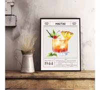 TINGGATG Affiche Murale Autocollante Avec Motif Cocktail Et Vin Imperméable Décoration Esthétique Pour La Maison Le Salon La Chambre Le Bar Le Couloir 50X70Cm