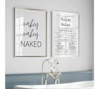 TINGGATG Affiche Murale Moderne En Noir Et Blanc Avec Citation Sur Les Règles Des Toilettes Pour Salon Chambre Bureau Bar Décoration D'Intérieur 50X70Cm