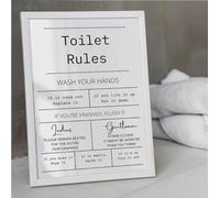 TINGGATG Affiche Murale Moderne En Noir Et Blanc Avec Citation Sur Les Règles Des Toilettes Pour Salon Chambre Bureau Bar Décoration D'Intérieur 50X70Cm