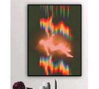 TINGGATG Affiche Sur Toile Représentant Un Léopard Moderne Buvant Un Café Du Matin Colorée Et Dopaminergique - Décoration Murale Pour Salon Bureau 50X70Cm