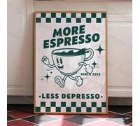 TINGGATG Impression Sur Toile Avec Citations « Plus D'Expresso Moins De Dépresso » Pour Cuisine Salon Chambre Bureau Décoration 50X70Cm