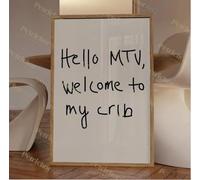 TINGGATG Impression Sur Toile Moderne Avec Citations Du Milieu Du Siècle « Mtv Welcome To My Crib » Pour Salon Chambre Bureau Bar Décoration D'Intérieur 50X70Cm