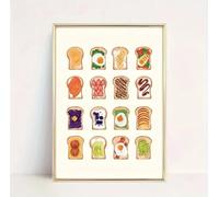TINGGATG Impression Sur Toile Représentant Une Cuisine Moderne Avec Du Pain Et Des Sandwichs Décoration Murale Pour Salon Chambre D'Enfant Bureau Bar 50X70Cm
