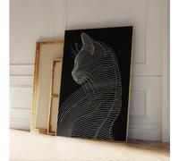 TINGGATG Peinture Abstraite Moderne Minimaliste Déconstruisant La Silhouette Du Chat Affiche Imprimée Pour Salon Chambre Salle D'Étude Bureau Bar Décoration D'Intérieur 50X70Cm