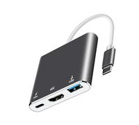 TingHaoO Adaptateur USB C vers HDMI 4K60Hz avec alimentation PD65W Type C vers concentrateurs HDTV compatible avec ordinateurs portables, smartphones, tablettes